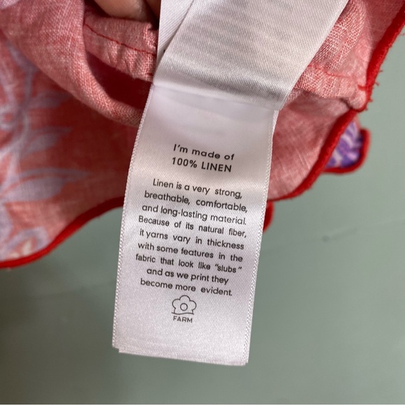 Farm Rio Porcelain Garden Linen Blouse Red Floral XL - Picture 4 of 5